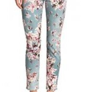 7 For All Mankind Floral Skinny Jeans - Blue and Pink - Size:26